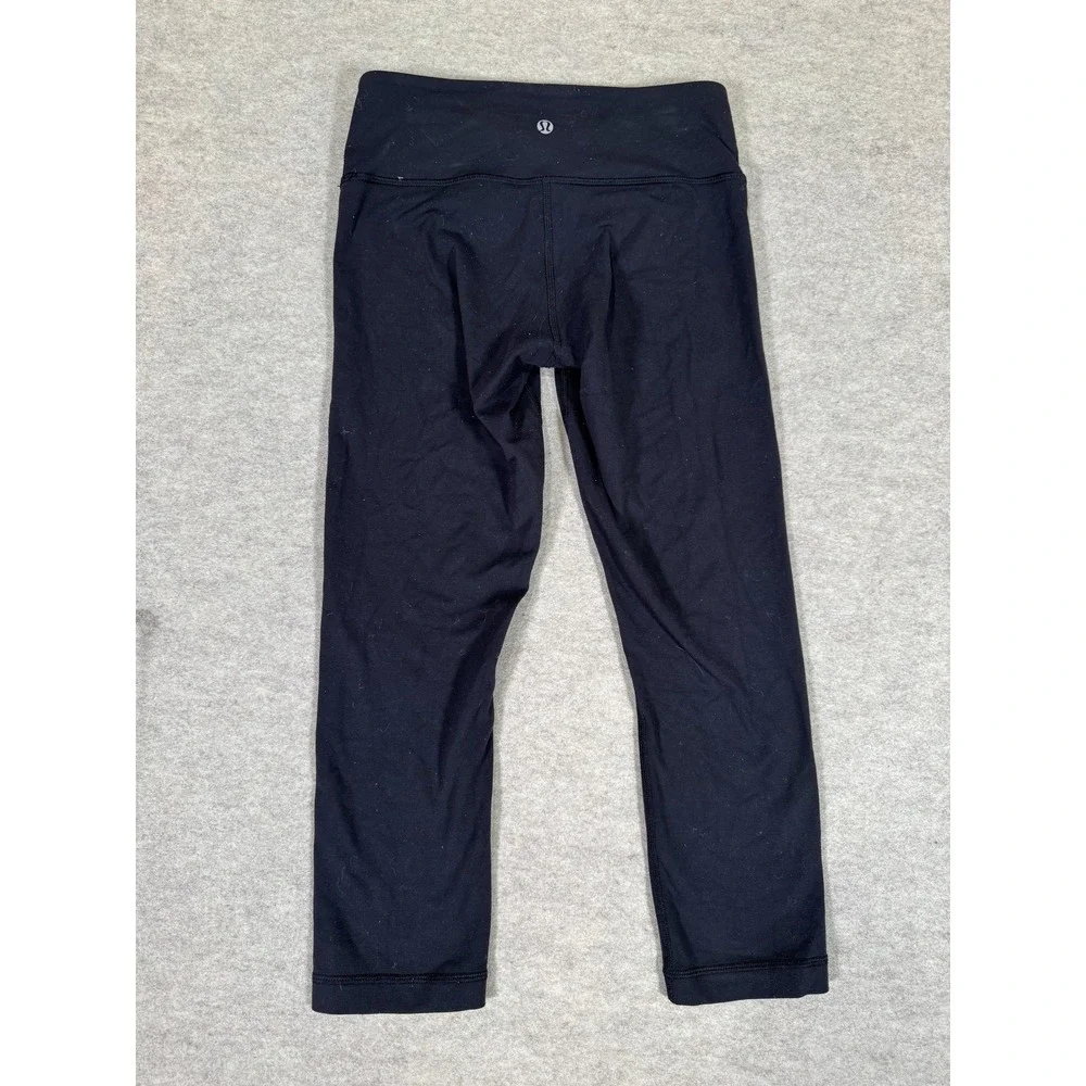 Lululemon Leggings Womens 4 Black Capri Foldover Waist Yoga Athletic Gym Stretch